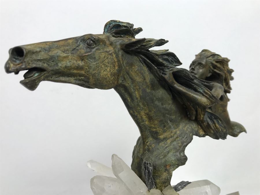 Ebano Bronze Sculpture Galloping On Rock Crystal Marble Base From Casasola Collection Made In Spain Estimate $1,000 [Photo 12]