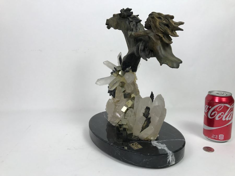 Ebano Bronze Sculpture Galloping On Rock Crystal Marble Base From Casasola Collection Made In Spain Estimate $1,000 [Photo 28]