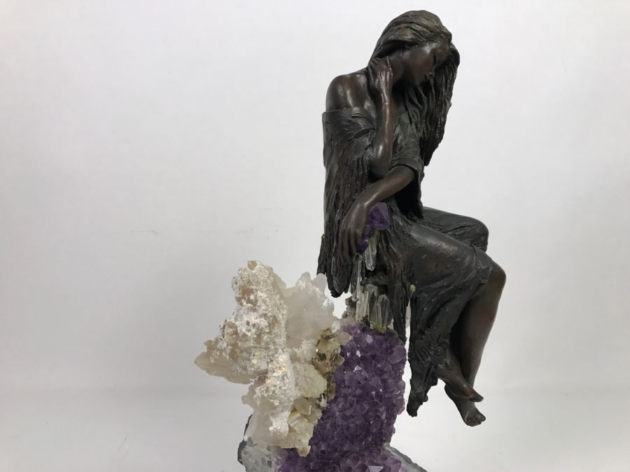 Ebano Bronze Sculpture Sunset With Amethyst From The Vidal Collection With Amethyst And Rock Crystals Estimate $1,100 [Photo 30]