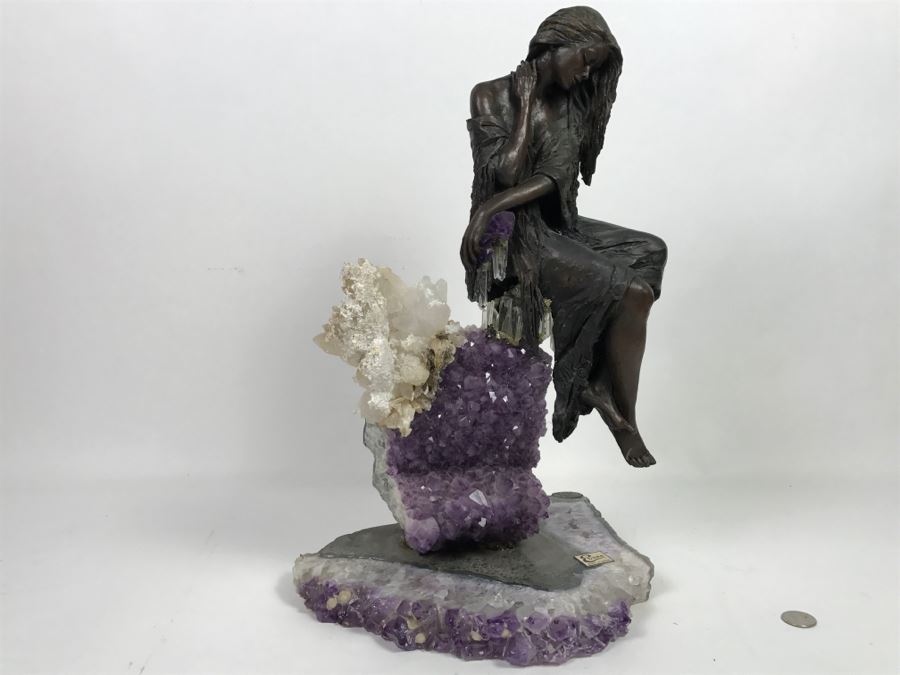 Ebano Bronze Sculpture Sunset With Amethyst From The Vidal Collection With Amethyst And Rock Crystals Estimate $1,100 [Photo 17]