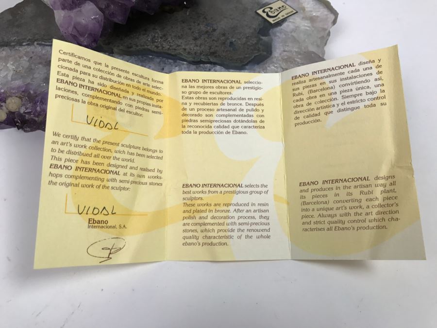 Ebano Bronze Sculpture Sunset With Amethyst From The Vidal Collection With Amethyst And Rock Crystals Estimate $1,100 [Photo 3]