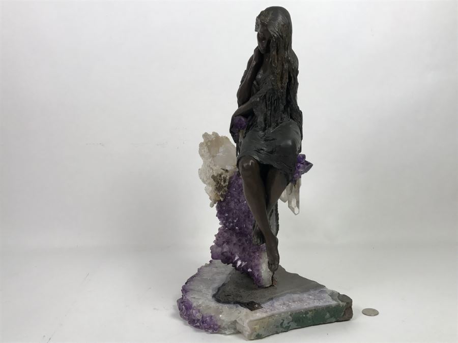 Ebano Bronze Sculpture Sunset With Amethyst From The Vidal Collection With Amethyst And Rock Crystals Estimate $1,100 [Photo 19]