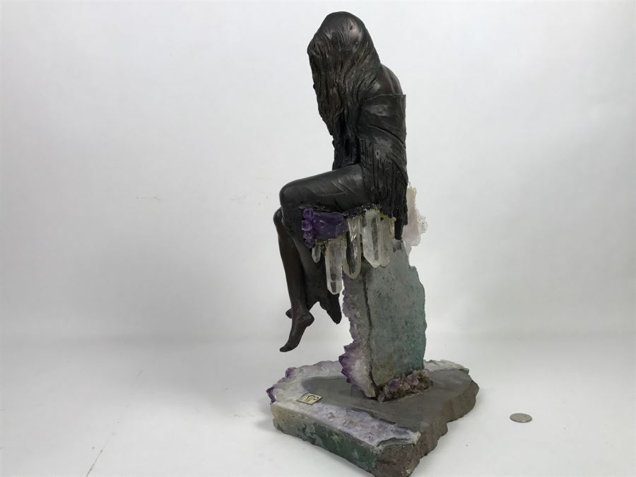 Ebano Bronze Sculpture Sunset With Amethyst From The Vidal Collection With Amethyst And Rock Crystals Estimate $1,100 [Photo 22]