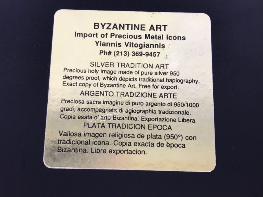 Pair Of Russian Icons - Icon On Left Is 950 Silver Exact Copy Of Byzantine Art [Photo 10]