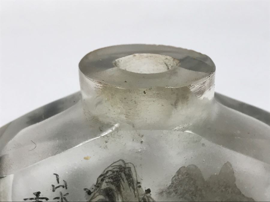 Vintage Signed Asian Snuff Bottle Reverse Painted Landscape Scenes [Photo 10]