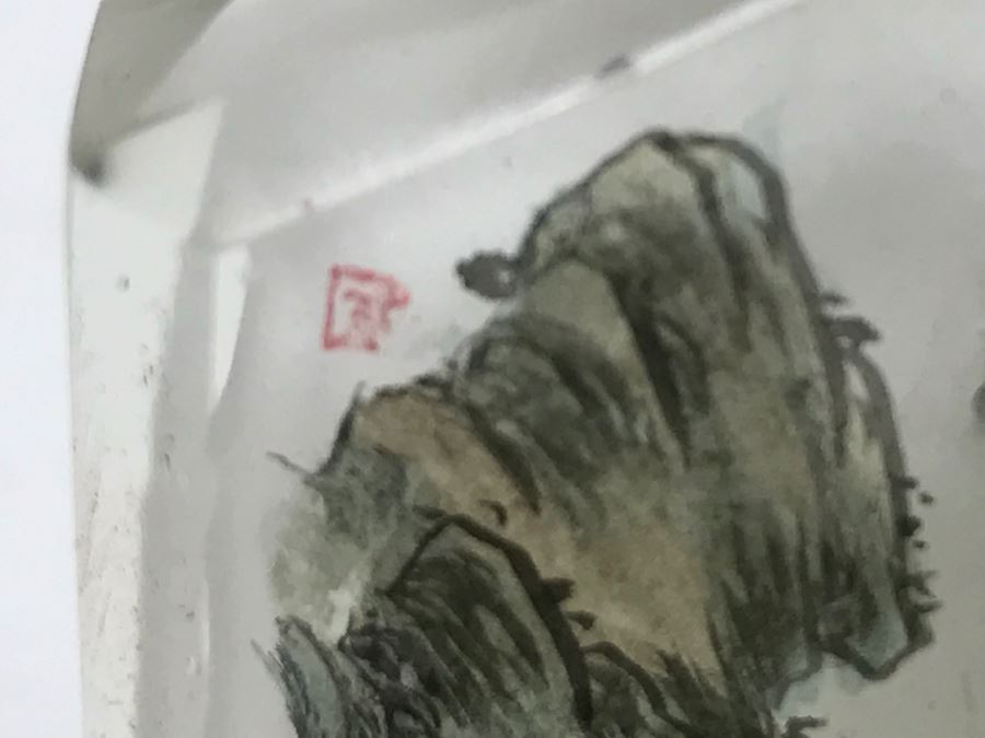 Vintage Signed Asian Snuff Bottle Reverse Painted Landscape Scenes [Photo 11]