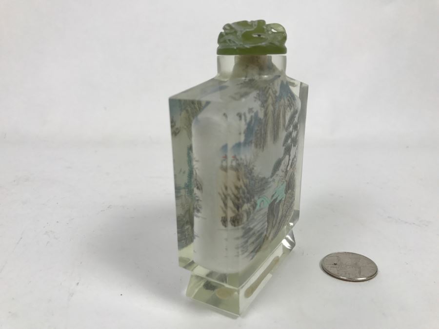 Vintage Signed Asian Snuff Bottle Reverse Painted Landscape Scenes [Photo 11]