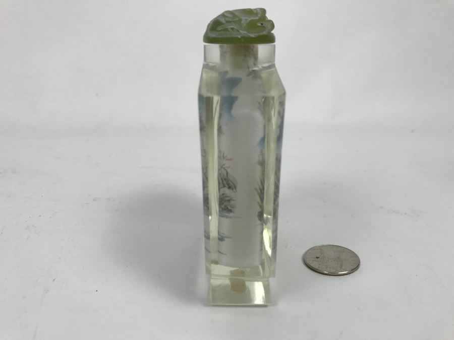 Vintage Signed Asian Snuff Bottle Reverse Painted Landscape Scenes [Photo 12]