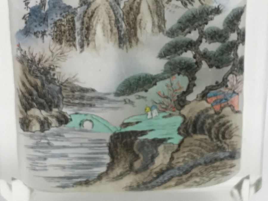 Vintage Signed Asian Snuff Bottle Reverse Painted Landscape Scenes [Photo 7]