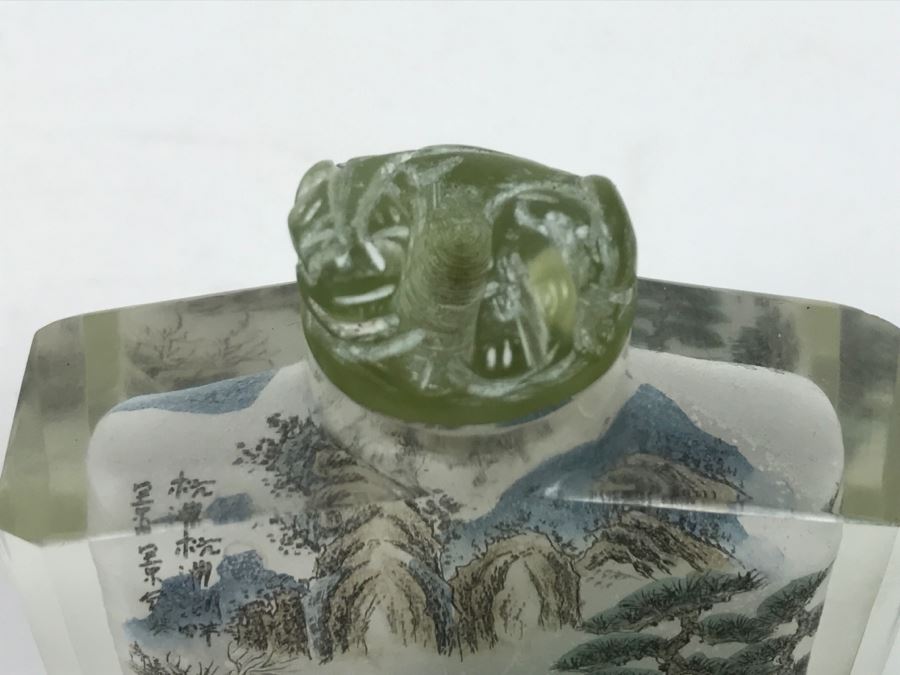 Vintage Signed Asian Snuff Bottle Reverse Painted Landscape Scenes [Photo 3]