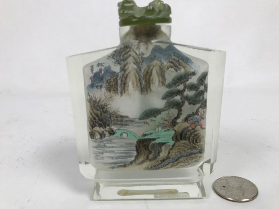 Vintage Signed Asian Snuff Bottle Reverse Painted Landscape Scenes [Photo 10]