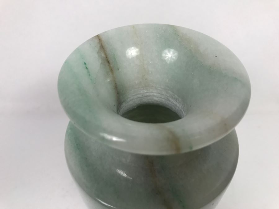 Turned White To Light Green Stone Vase [Photo 5]