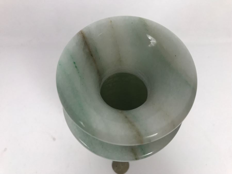 Turned White To Light Green Stone Vase [Photo 6]