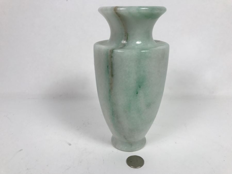 Turned White To Light Green Stone Vase [Photo 7]