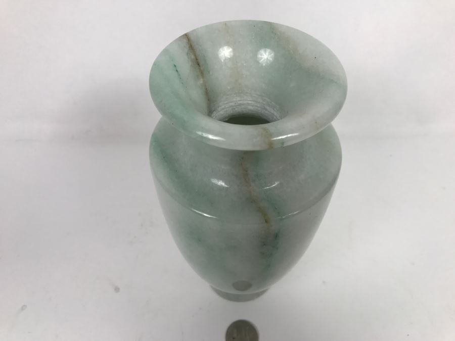Turned White To Light Green Stone Vase [Photo 4]