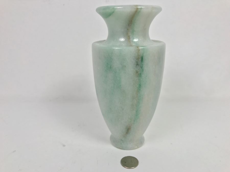Turned White To Light Green Stone Vase [Photo 3]