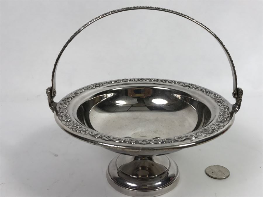 Footed Silverplate Bowl With Handle