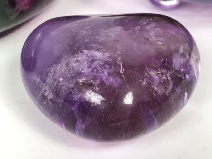 Polished Amethyst Agate Geode Stone, Amethyst Stone Heart And Stone Bowl [Photo 13]