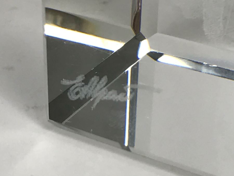 Signed Hot Island Glass Heart Paperweight, Victorian Style Hand Painted Decanter And Signed Laser Etched Crystal Cube Angel [Photo 16]