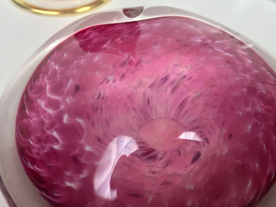 Signed Hot Island Glass Heart Paperweight, Victorian Style Hand Painted Decanter And Signed Laser Etched Crystal Cube Angel [Photo 5]