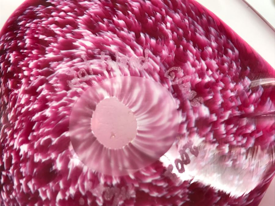 Signed Hot Island Glass Heart Paperweight, Victorian Style Hand Painted Decanter And Signed Laser Etched Crystal Cube Angel [Photo 8]