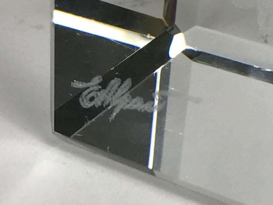 Signed Hot Island Glass Heart Paperweight, Victorian Style Hand Painted Decanter And Signed Laser Etched Crystal Cube Angel [Photo 17]