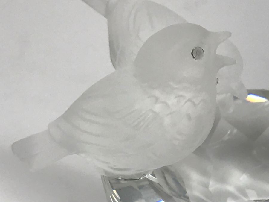 Vintage Swarovski Crystal Birds Bowl Bath With Two Frosted Crystal Birds  [Photo 6]