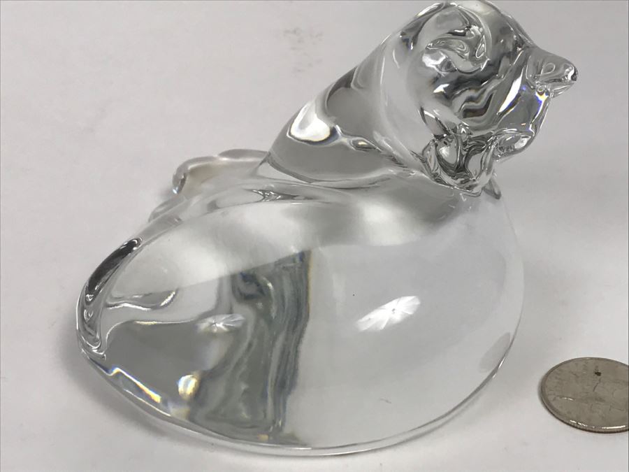 Vintage Baccarat Crystal France Curling Grooming Cat [Photo 4]