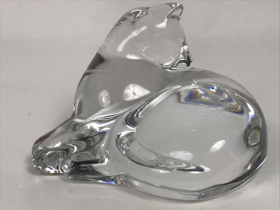Vintage Baccarat Crystal France Curling Grooming Cat [Photo 5]