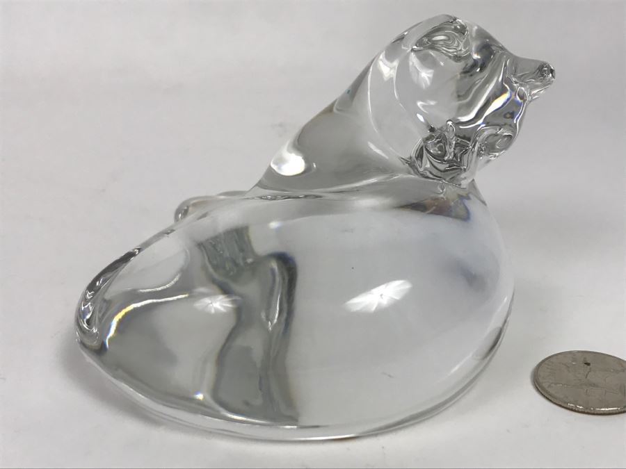 Vintage Baccarat Crystal France Curling Grooming Cat [Photo 3]