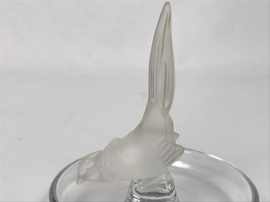 Vintage Signed Lalique France Frosted Crystal Bird Art Glass Dish Ring  [Photo 4]