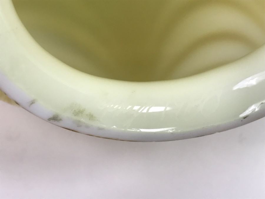 Vintage Pair Of Hand Painted Art Glass Light Shades Signed On Rim Signature Illegible [Photo 14]