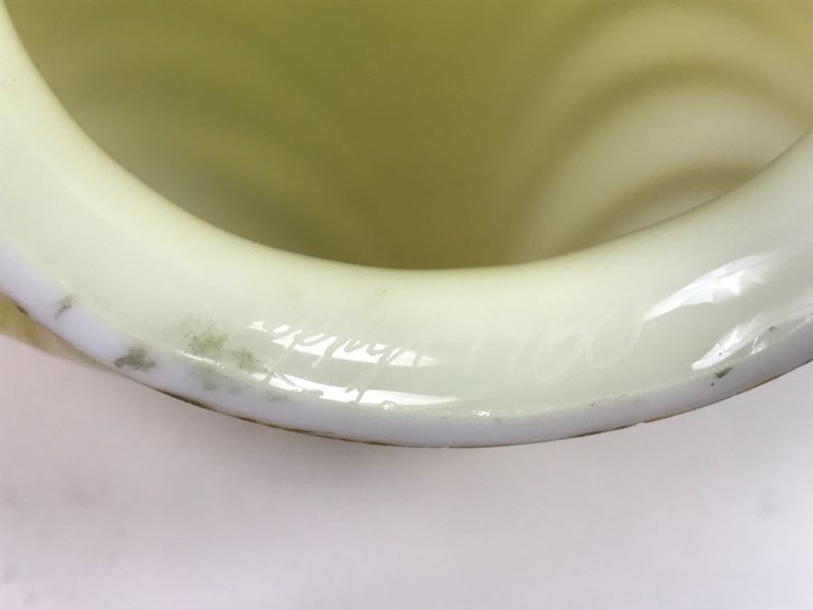 Vintage Pair Of Hand Painted Art Glass Light Shades Signed On Rim Signature Illegible [Photo 2]