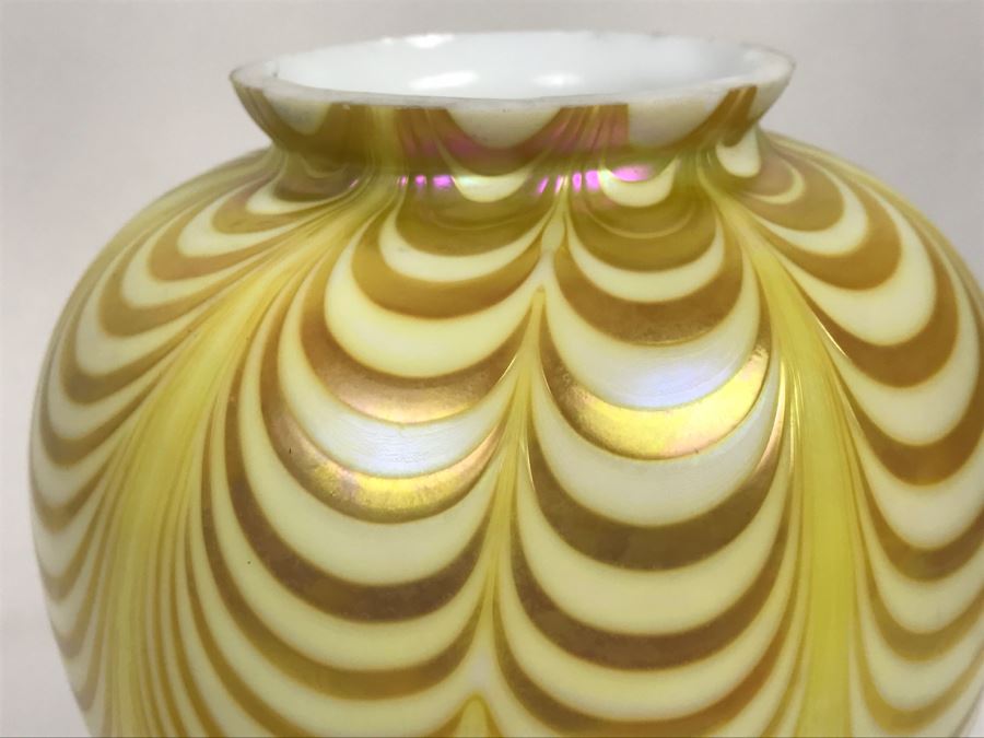Vintage Pair Of Hand Painted Art Glass Light Shades Signed On Rim Signature Illegible [Photo 12]