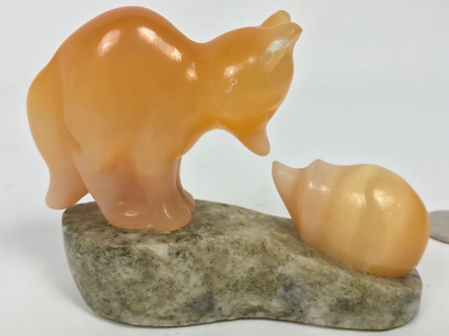 carved stone bear figurine