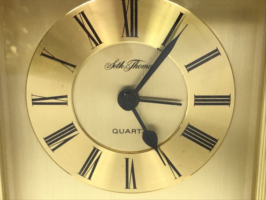 Pair Of Battery Powered Seth Thomas Reproduction Carriage Clocks Mantel Clock [Photo 5]