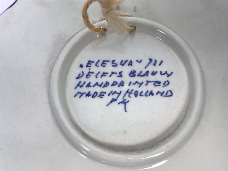 Vintage Wall Mounted Spoon Holder Delfts Blauw Blue Delft Hand Painted In Holland With Spoons [Photo 2]