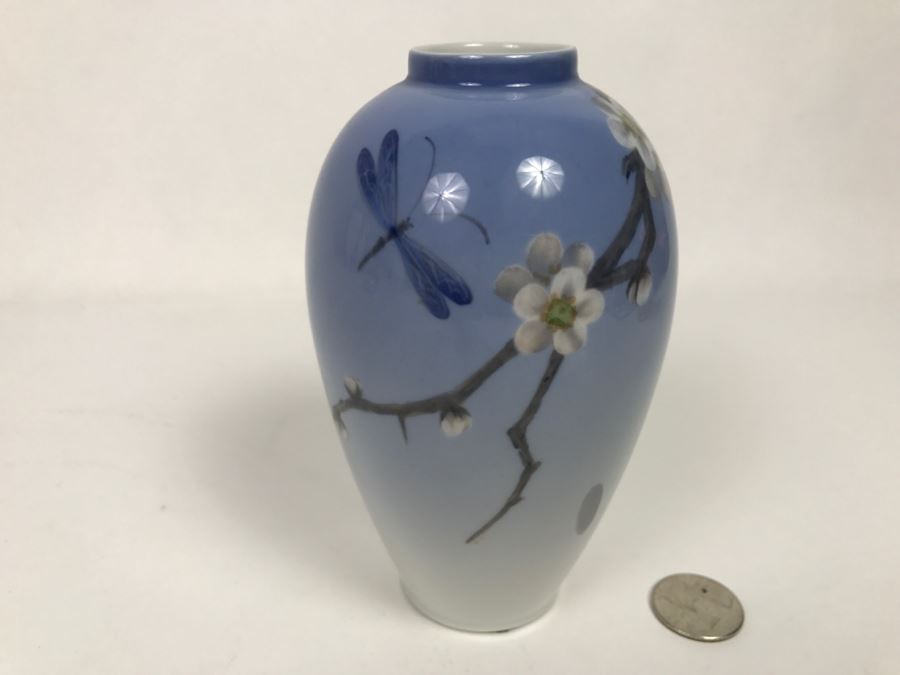 Stunning Royal Copenhagen Denmark Art Nouveau Vase With Dragonfly 2301/47B [Photo 3]