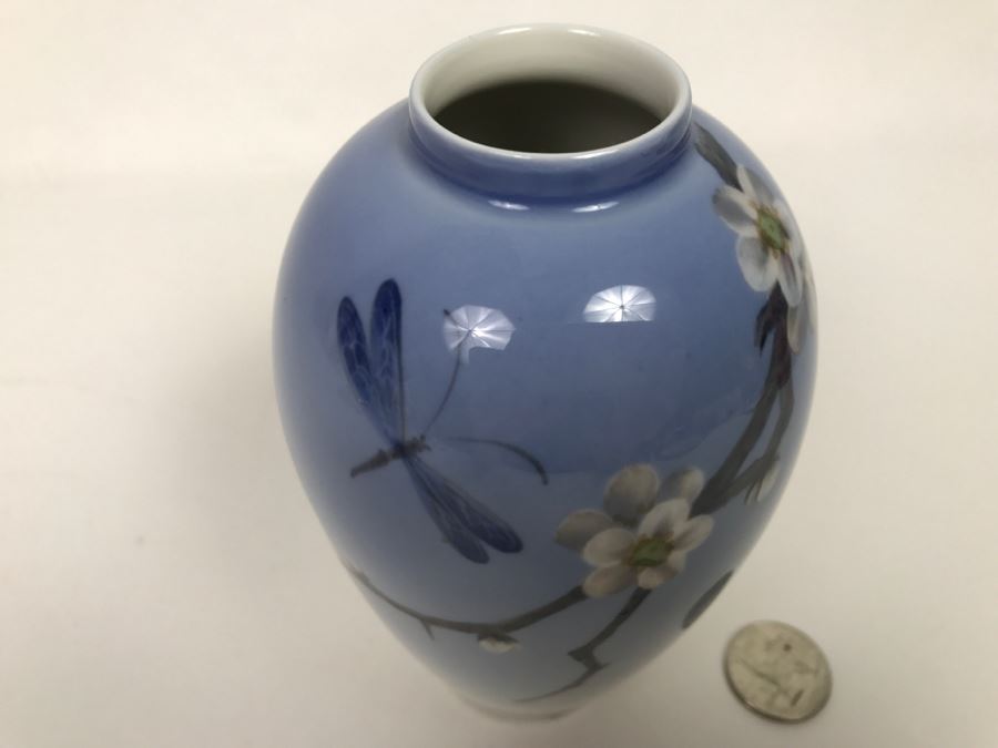 Stunning Royal Copenhagen Denmark Art Nouveau Vase With Dragonfly 2301/47B [Photo 5]
