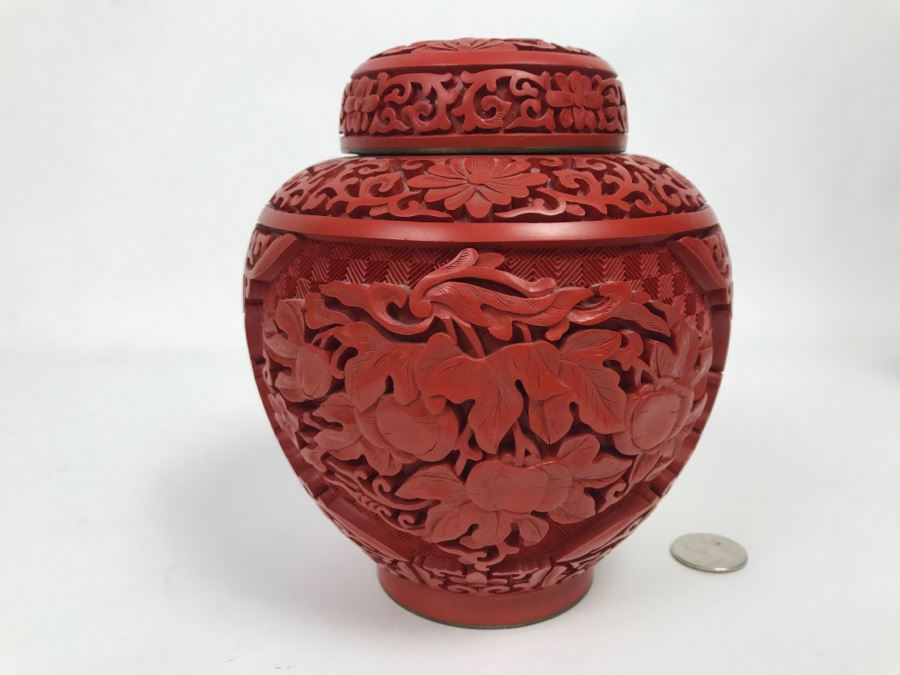 Vintage Red Cinnabar Ginger Jar [Photo 9]