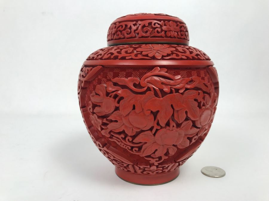 Vintage Red Cinnabar Ginger Jar [Photo 3]