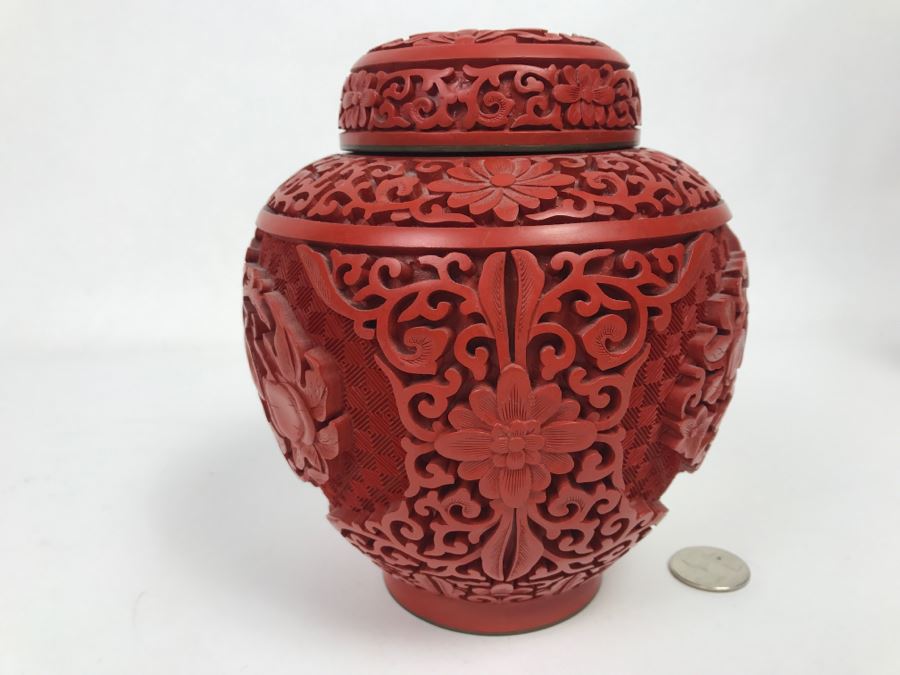 Vintage Red Cinnabar Ginger Jar [Photo 7]