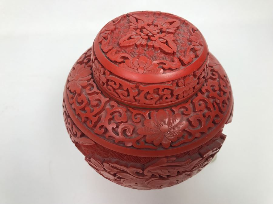 Vintage Red Cinnabar Ginger Jar [Photo 4]