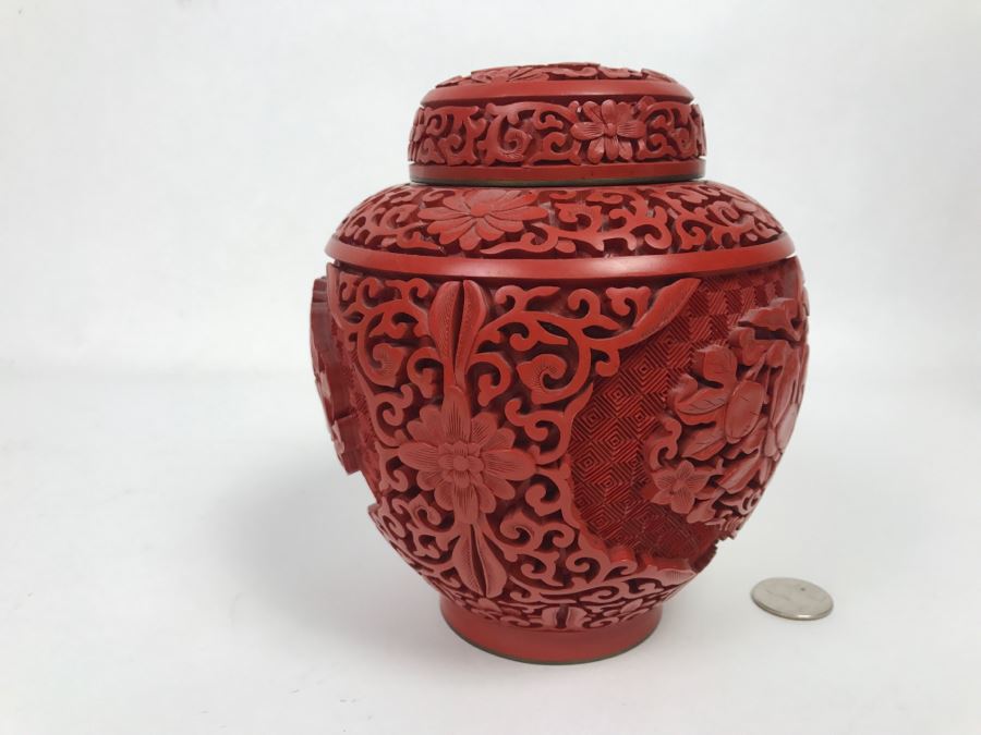 Vintage Red Cinnabar Ginger Jar [Photo 8]