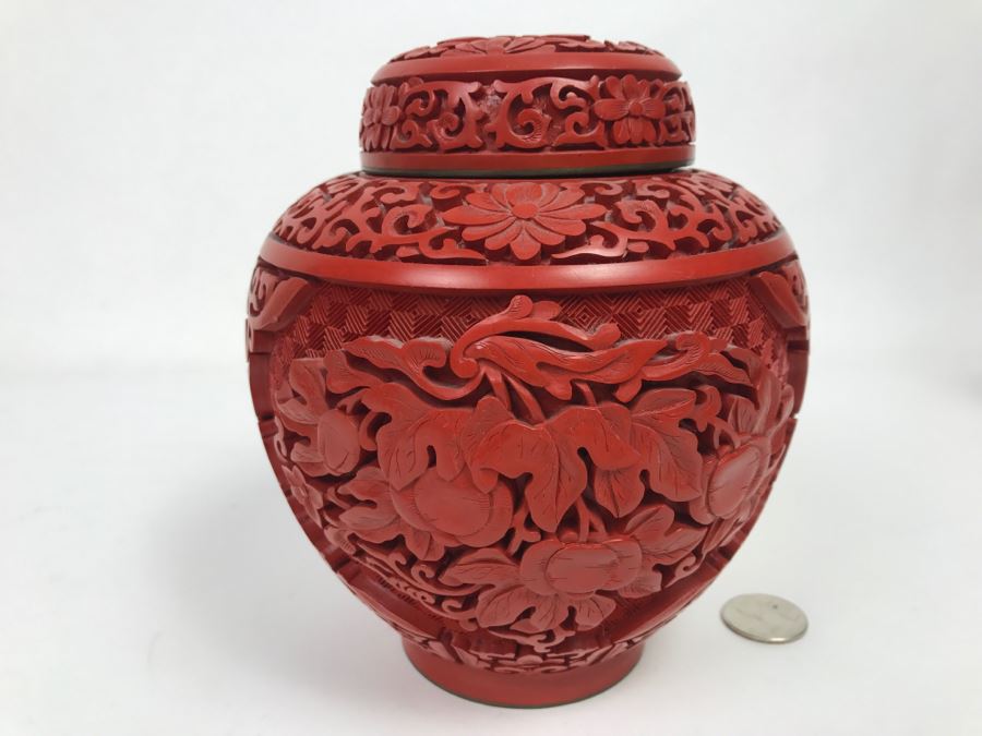 Vintage Red Cinnabar Ginger Jar [Photo 12]