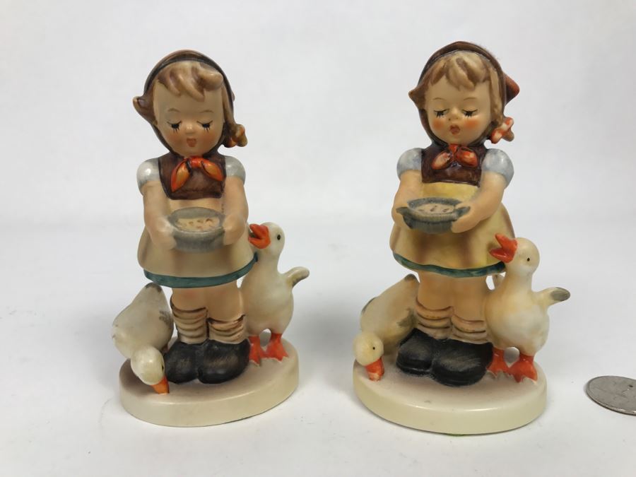 Pair Of Hummel Figurines Be Patient Girl With Geese 197/0