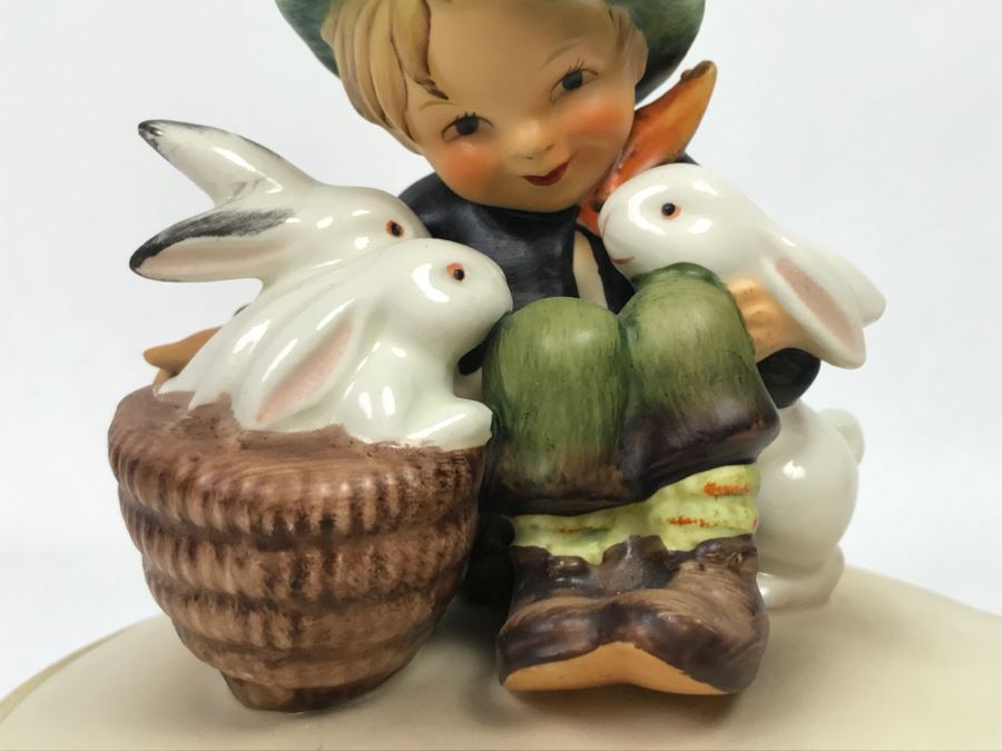 Hummel Playmates Boy With Rabbits Covered Bowl Dish 5.5' Diameter [Photo 3]