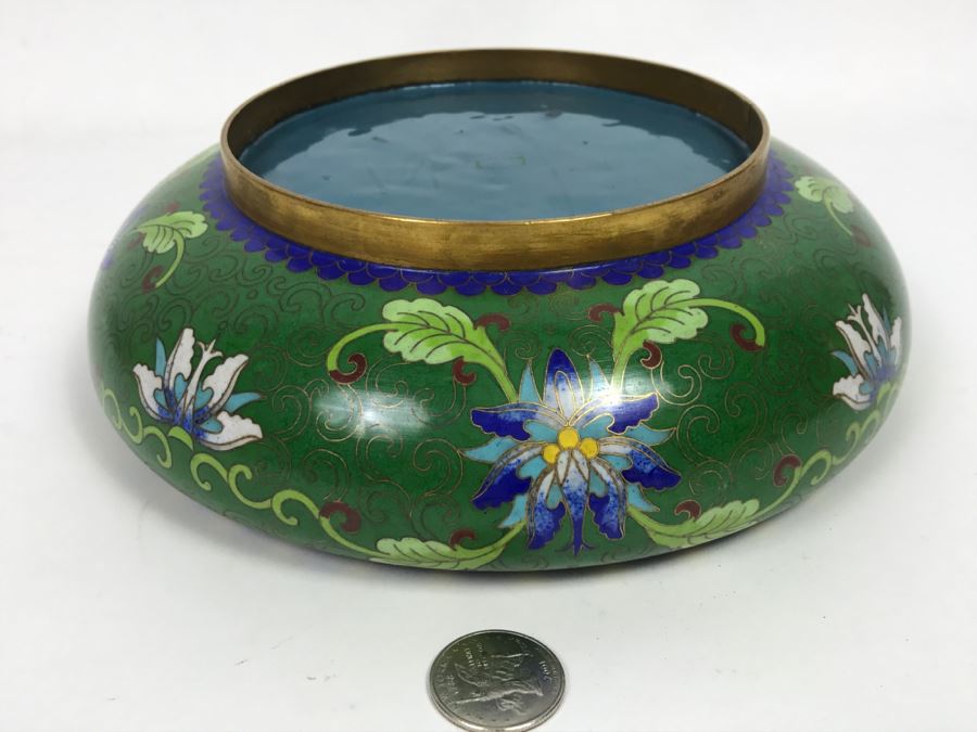Vintage Green Chinese Cloisonne Bowl [Photo 6]