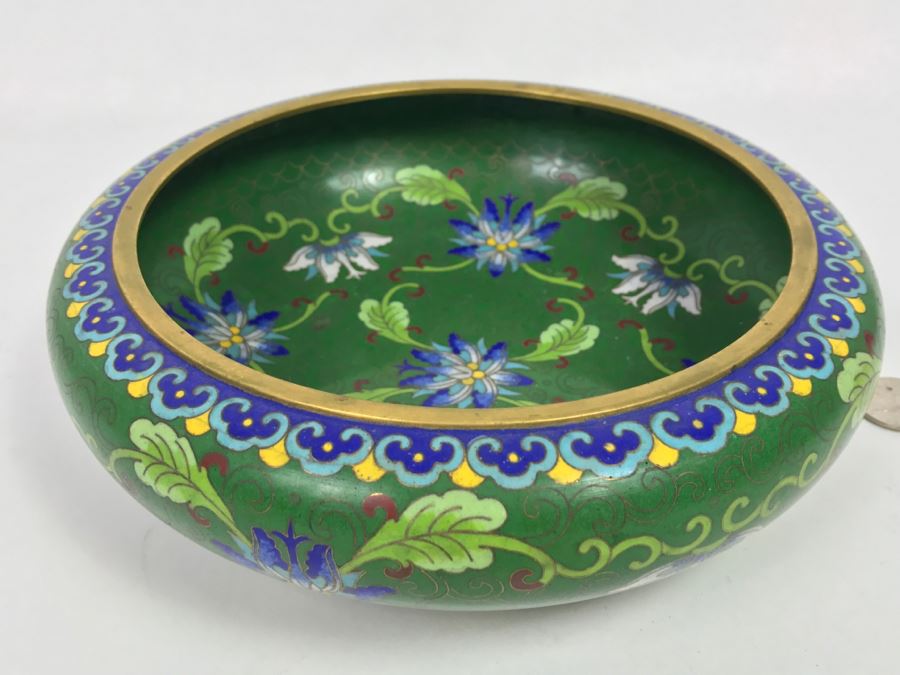 Vintage Green Chinese Cloisonne Bowl [Photo 3]