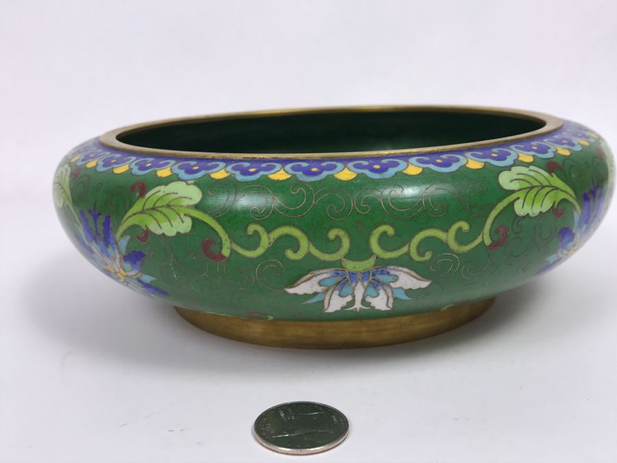 Vintage Green Chinese Cloisonne Bowl [Photo 8]